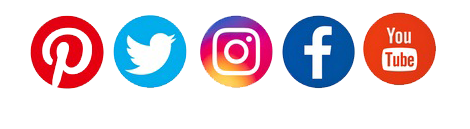 Social media icons for pintrist, twitter, instagram, facebook, and you tube.